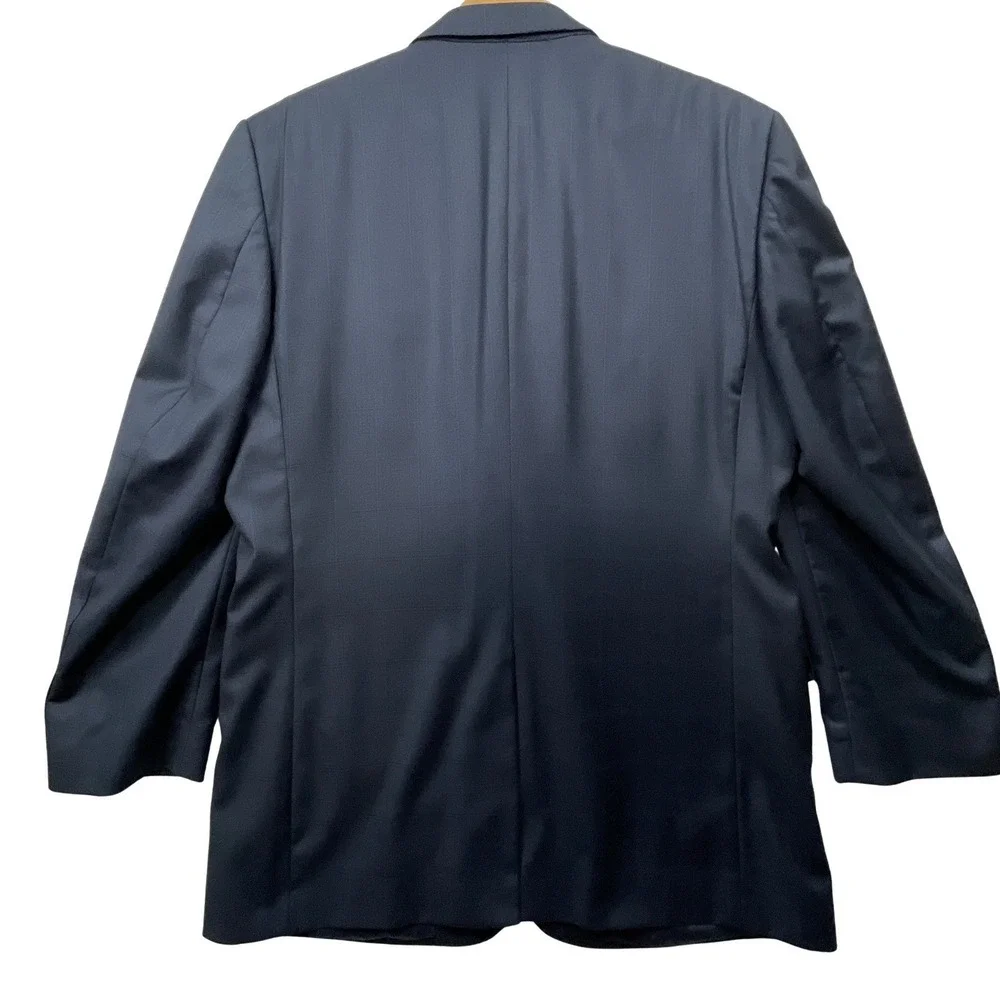 Jos. A. Bank Signature Gold Gordon 44L Blazer Wool WP‎ Plaid Jacket Navy *Flaw